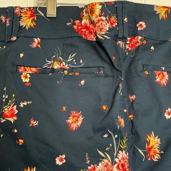 Torrid Womens Plus Size 26 Sateen Floral Shorts Black Pink Red Roses Belted - Picture 8 of 13